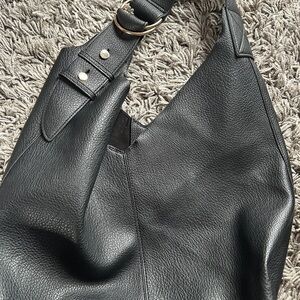 Chic Black Leather Hobo Bag